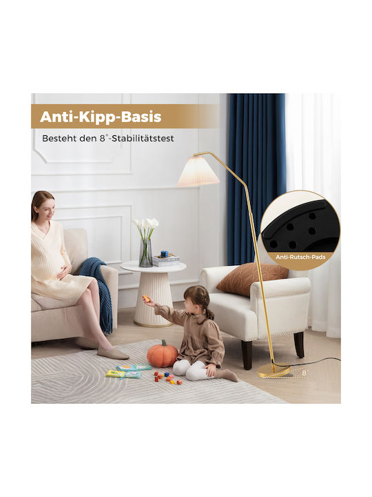Costway Lampa de podea Î168xL23cm. cu Soclu pentru Bec E27 Auriu
