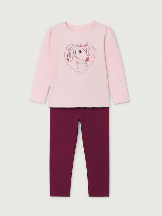 Kinder-Set mit Leggings Winter 2Stück Pink Unicorn Eye