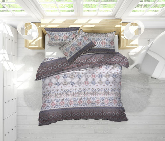 Alcam Traditional Покривало Двойно Микрофибър Кафяв 200x220см