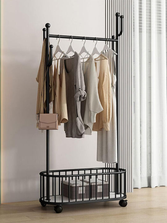 Viosarp Floor Garment Rack made of Metal Black 60x32x170cm
