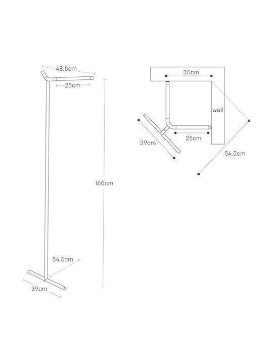 Yamazaki Tower Floor Garment Rack made of Metal Black 48.5x31.5x160cm