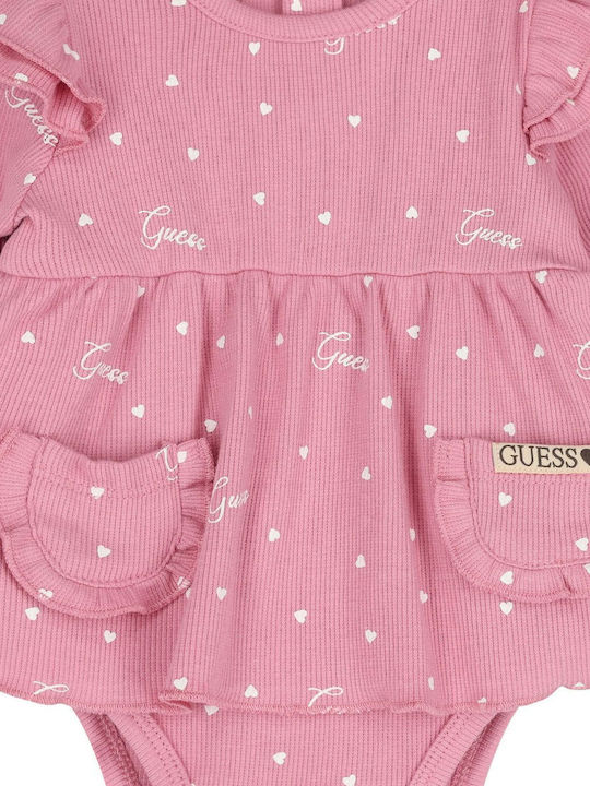Guess Baby Bodysuit Set Long-Sleeved with Pants Pink 2pcs
