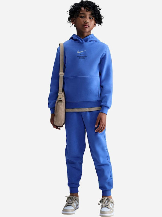 Fleece Kids Sweatshirt with Hood and Pockets Blue Sportswear Club