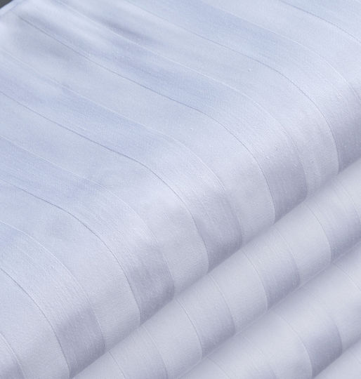 Blanc de Blanc MK Satin Stripe Hotel Sheet White Queen Size 240x290cm 100% Cotton 1pcs