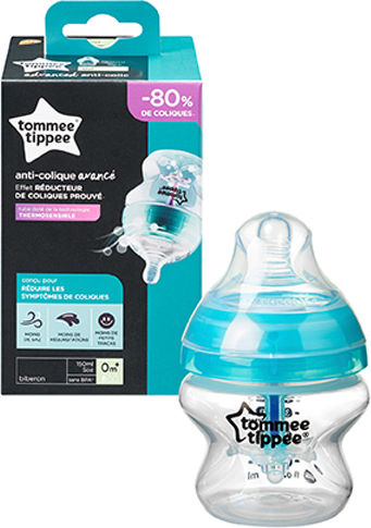 Tommee Tippee Πλαστικό Μπιμπερό Advanced Anti-colic Κατά των Κολικών με Θηλή Σιλικόνης για 0 μηνών Γαλάζιο 150ml