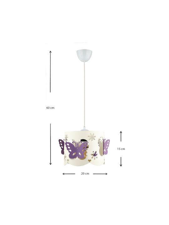 Megapap Kids Metallic Single Ceiling Light E27 Papilia White 60W 60x20cm