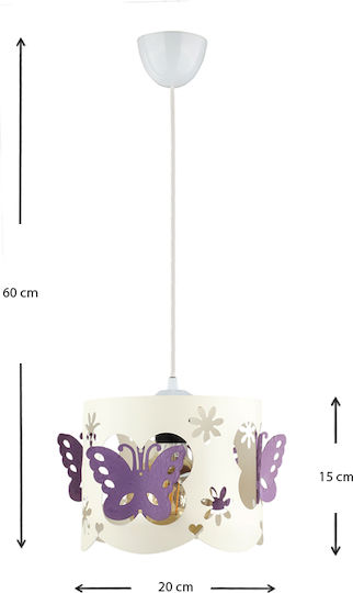 Megapap Papilia Einfaches Licht Kinderdeckenleuchte Deckenleuchte 60W mit Fassung E27 Weiß 60x20cm