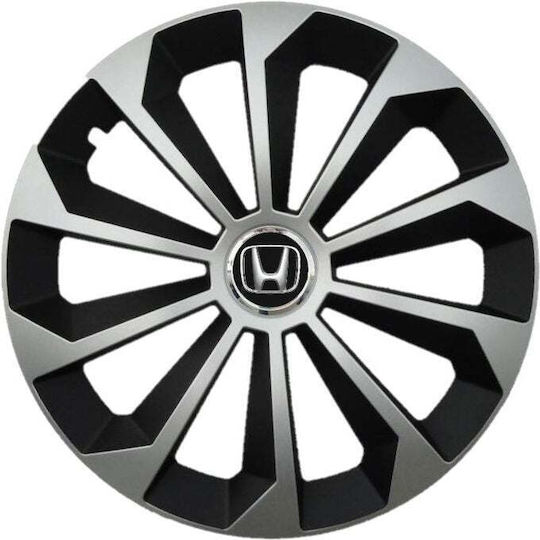 Комплект 4 Сиво-Черни Автомобилни Чаши Капачки R15 Пръстен Honda Автомобилен Асортимент