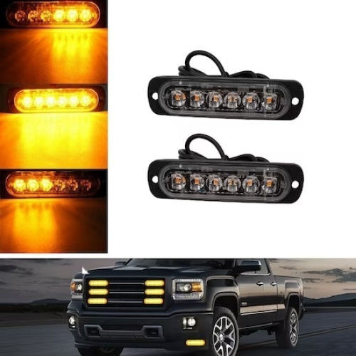 Car Stroboscope 6 Led Yellow Warning Lights Platform Atv Tractor Jeep 12w Power