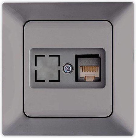 Eurolamp Single Network Socket RJ45 Cat6 Gray 152-16315