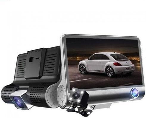 Triple Full-HD Car Video Camera 3 Cameras Front Rear Interior 4-Inch Screen