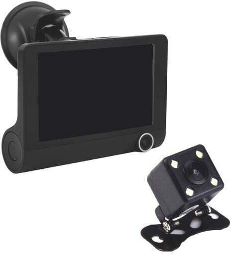 Triple Full-HD Car Video Camera 3 Cameras Front Rear Interior 4-Inch Screen