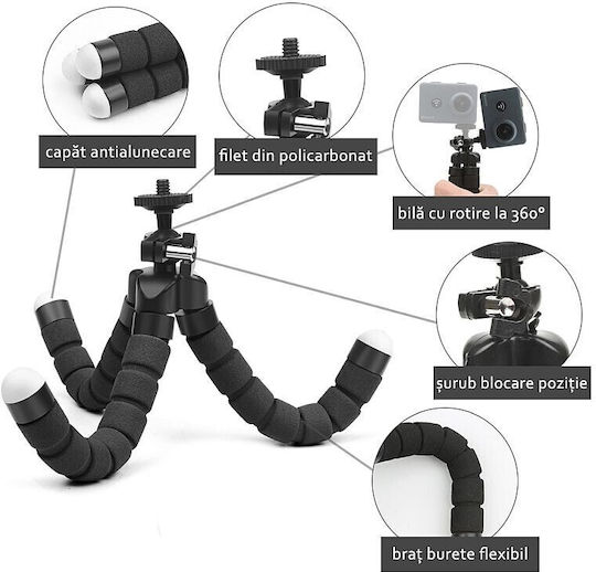 Mini Flexible Tripod Mobile Phone Adjustable Portable 3-arm Mount Compact Size