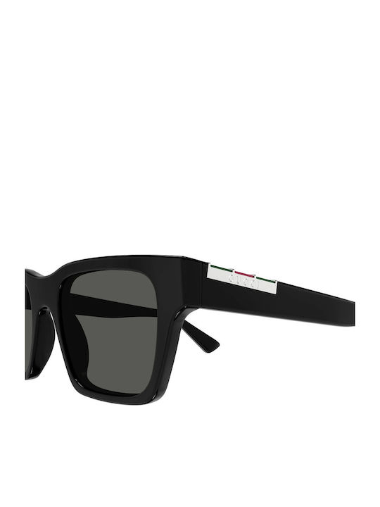 Gucci Unisex Sunglasses With Black Horn-Rimmed Frame And Grey Lens