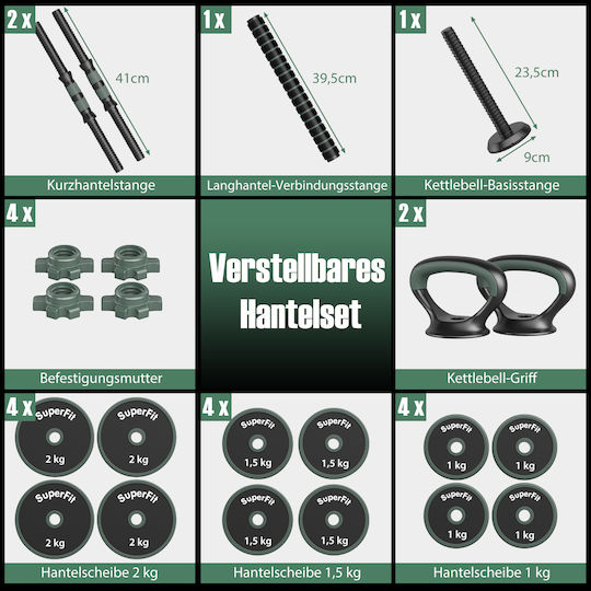 Costway Dumbbell Set with Bar Total Weight 20kg with Stand