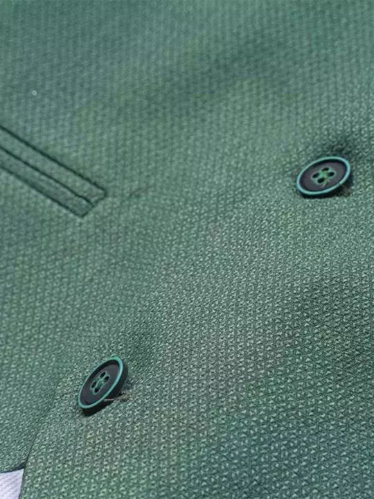 Online Boys Baptism Suit with Vest 5pcs Green
