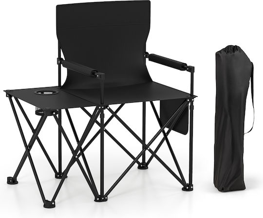 Costway Tabelul Metalic pentru Camping Pliabil Negru