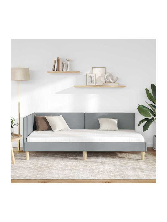 Single Bed Upholstered with Light Grey Fabric with Slats for Mattress 80x200cm