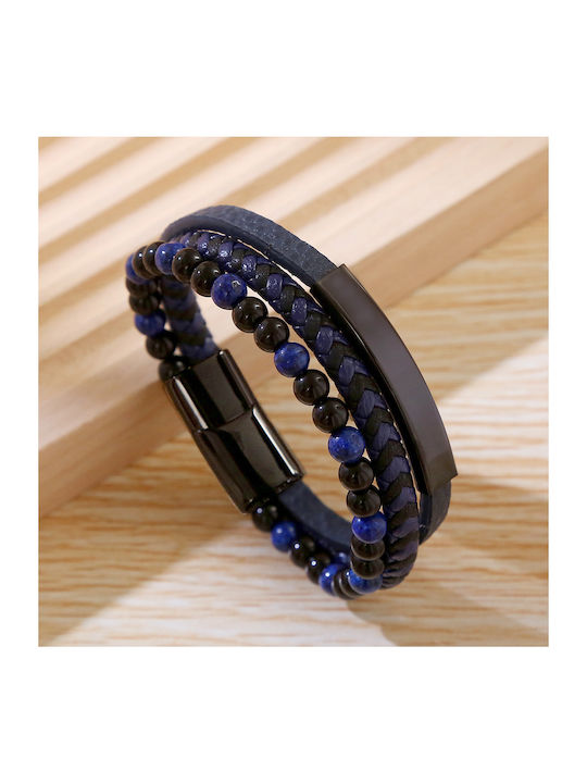 Legend Accessories Herren Armband aus Leder 23cm LGD-BR-2206/Blau