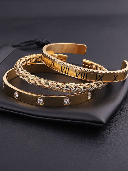Legend Accessories Дамско Комплект Гривни Белезници от Стомана Позлатени