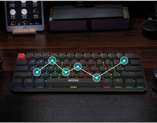 Marvo Saber 61 KG933G Gaming Μηχανικό Πληκτρολόγιο με Jixian Red διακόπτες και RGB φωτισμό (Αγγλικό US)