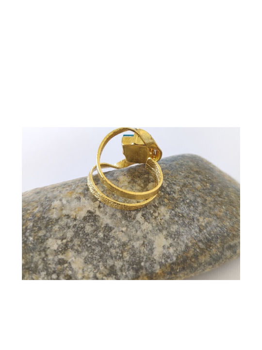 Loua Jewels Γυναικείο Δαχτυλίδι με Πέτρες Επιχρυσωμένο