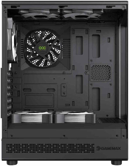 GameMax Vista COC AB Геймърско бюро Midi Tower Компютърна кутия със страничен прозорец и ARGB осветление Черен