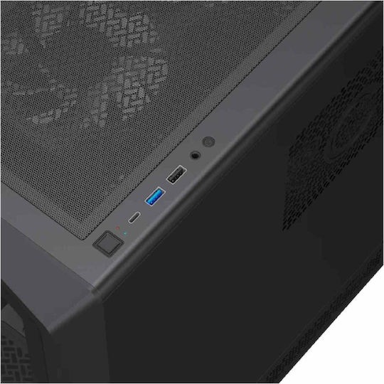 GameMax Vista COC AB Геймърско бюро Midi Tower Компютърна кутия със страничен прозорец и ARGB осветление Черен