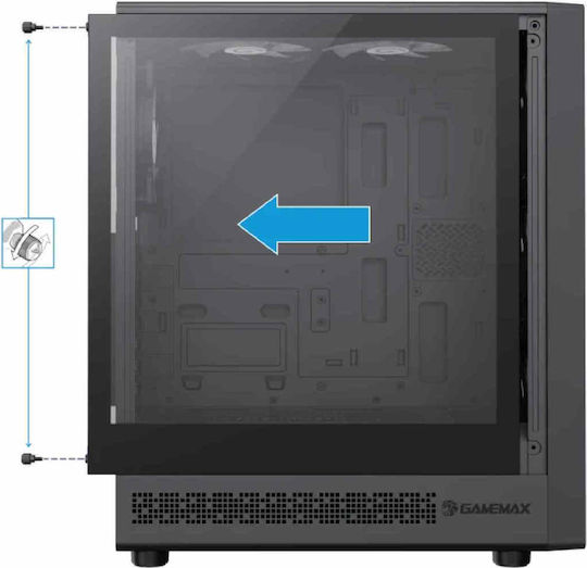 GameMax Storm 2 AB Gaming Midi Tower Computer Case with Side Window and ARGB Lighting Black