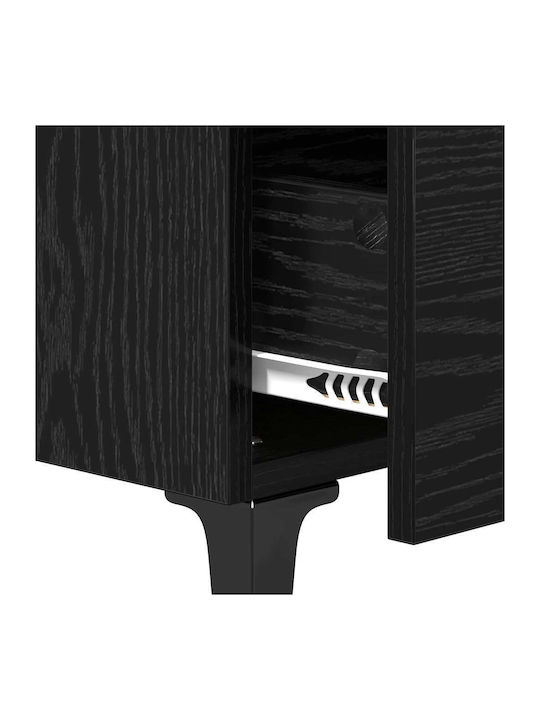 Wooden Bedside Table Black Oak 40x40x66cm