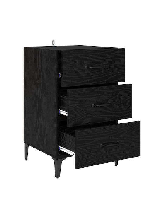 Wooden Bedside Table Black Oak 40x40x66cm