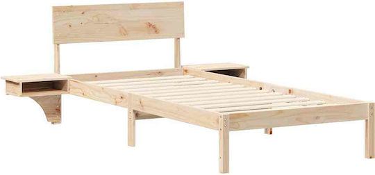 Легло Единично Кафяв с Ламели за Матрак 100x200см