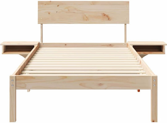 Легло Единично Кафяв с Ламели за Матрак 100x200см