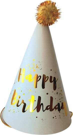 Paper Hats White Black Happy Birthday 17cm