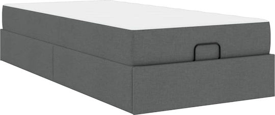 Betten Unterlage Einzel mit Stoff Dunkelgrau mit Matratze 90x200cm