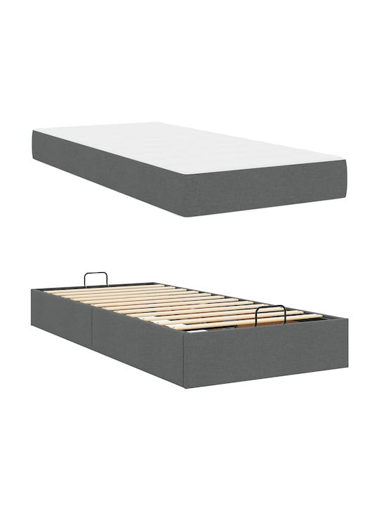 Betten Unterlage Einzel mit Stoff Dunkelgrau mit Matratze 90x200cm