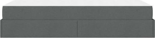 Betten Unterlage Einzel mit Stoff Dunkelgrau mit Matratze 90x200cm