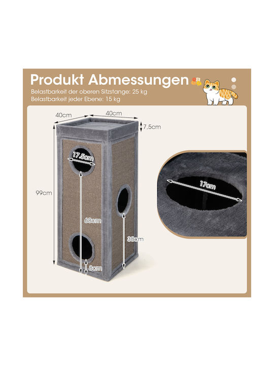 Costway Scratching Post Cat Trees Gray 4 levels 40x40x99cm