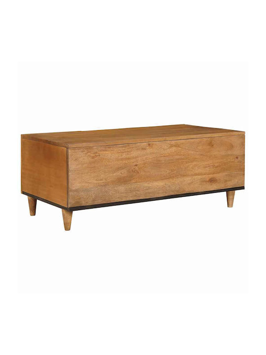 Rectangular Central Coffee Table Made of Solid Wood Light Brown M100xL54xH40cm
