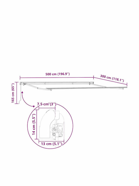 vidaXL Τέντα Βεράντας Πολύχρωμη 5x3m