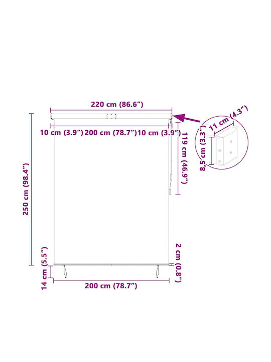 vidaXL Роло щора Тераса 2.2x2.5м