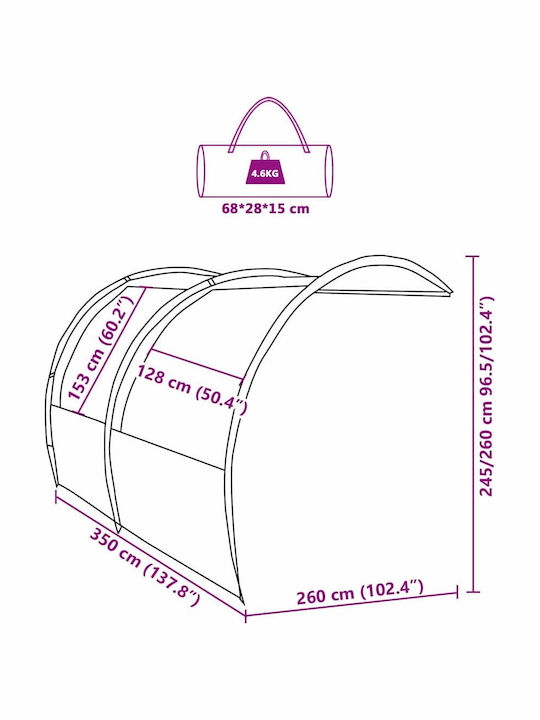 vidaXL Πλαϊνή Τέντα Βεράντας Μπλε 2.6x3.5m