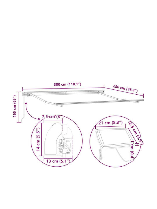 vidaXL Тента Тераса С LED 3x2.5м