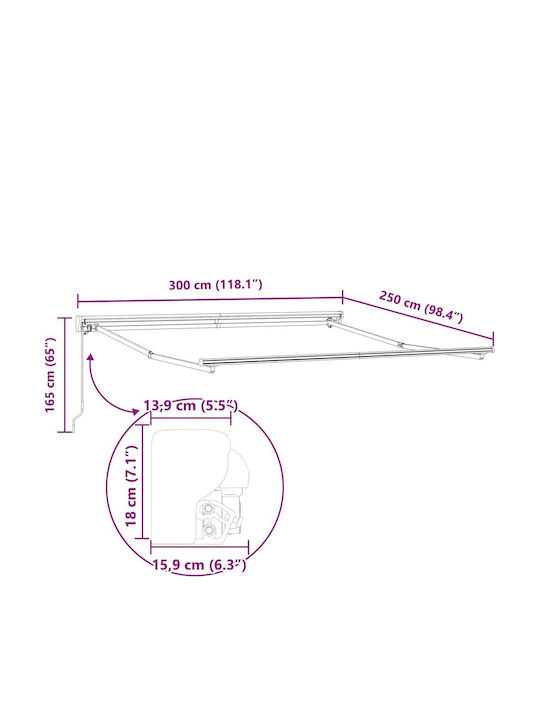vidaXL Σκελετός Τέντας Βεράντας 3x2.5m