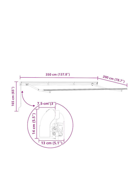 vidaXL Τέντα Βεράντας Μπλε 3.5x2m