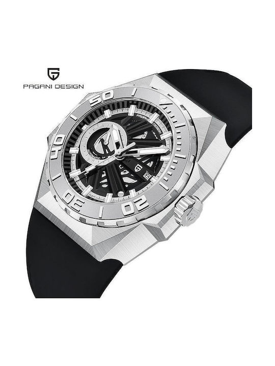Pagani Design Men's Watch Chronograph Automatic with Black Leather Strap