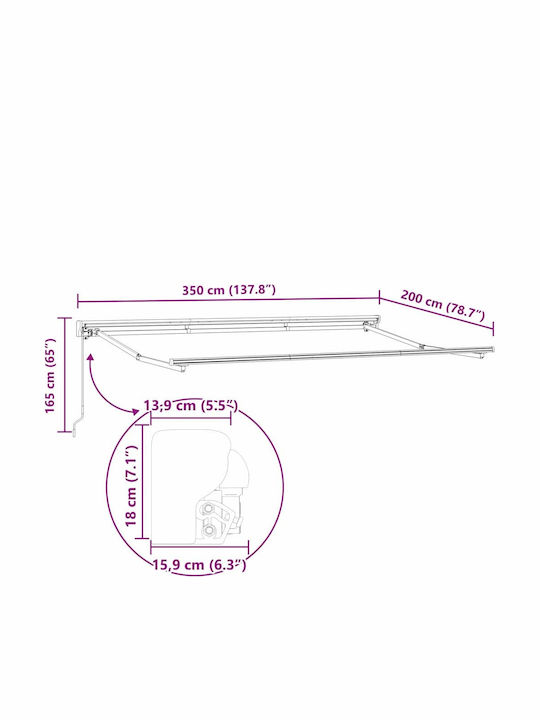 vidaXL Рамка За Тента За Тераса 3.5x2м