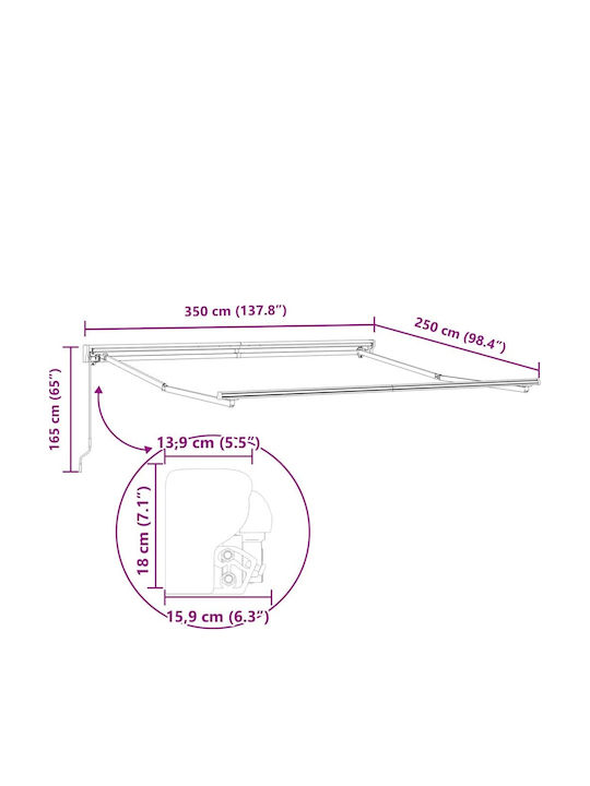 vidaXL Σκελετός Τέντας Βεράντας 3.5x2.5m