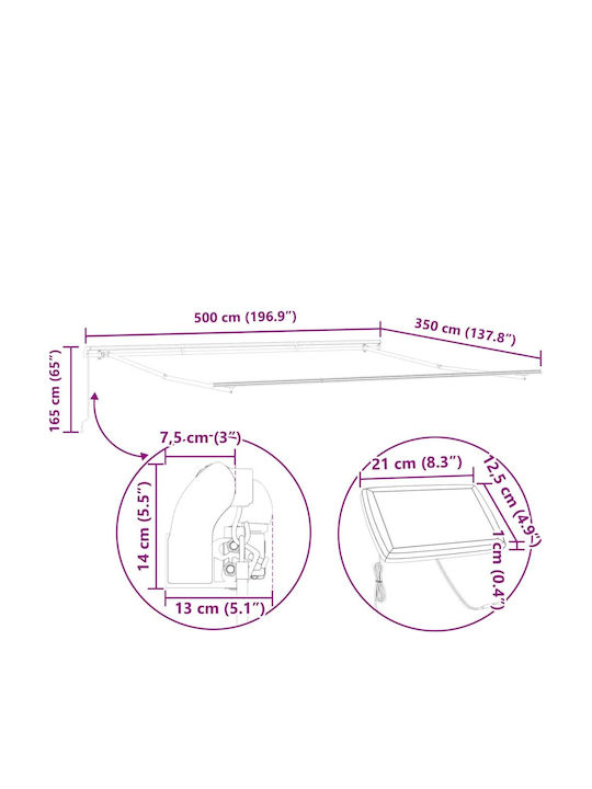 vidaXL Σκελετός Τέντας Βεράντας 5x3.5m