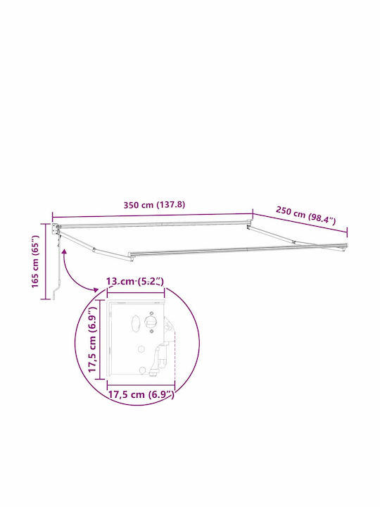 vidaXL Рамка За Тента За Тераса 3.5x2.5м
